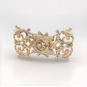 Vintage Brass Floral Scrollwork Pin